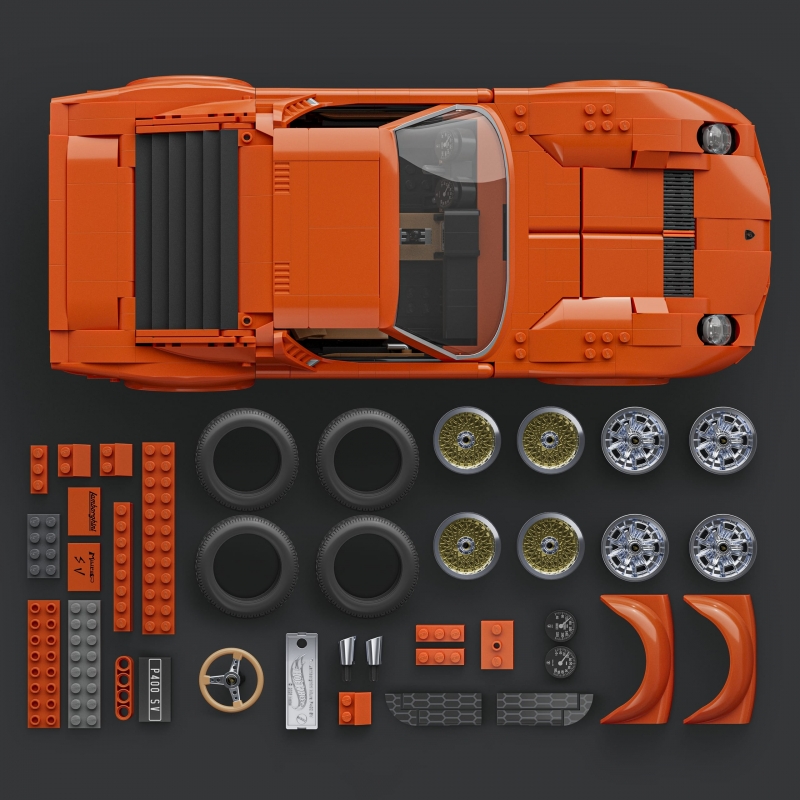 Mattel Conjunto de construcción del ’71 Lamborghini Miura P400 SV de Hot Wheels de Brick Shop (1523 piezas) para coleccionistas