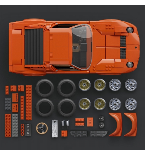 Mattel Brick Shop Hot Wheels ’71 Lamborghini Miura P400 SV Bauspielzeugset (1523 Teile), für Sammler