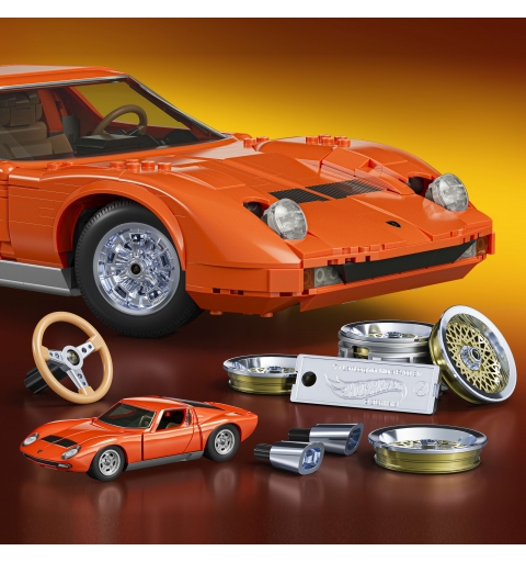 Mattel Brick Shop Hot Wheels ’71 Lamborghini Miura P400 SV Building Toy Kit (1523 Pieces), for Collectors