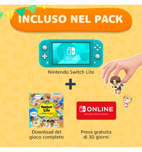 Nintendo Switch Lite & Tomodachi Life portable game console 14 cm (5.5") 32 GB Touchscreen Wi-Fi Turquoise