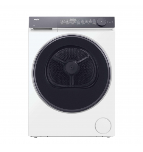 Haier HD90-C367U1-IT Wäschetrockner Freistehend Frontlader 9 kg Silber, Weiß